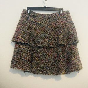 Trina Turk Tweed Rainbow Double Layered Skirt Wool Blend Skirt Women Size 8